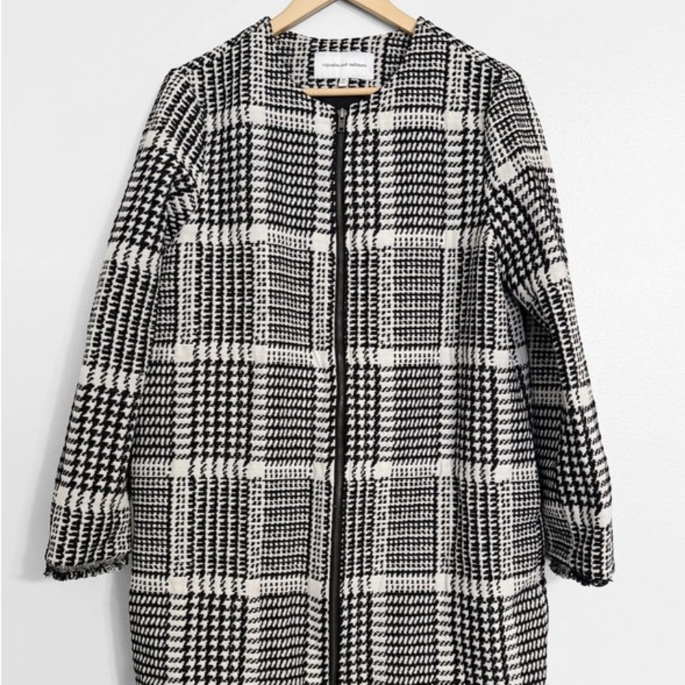 Cupcakes & Cashmere Black and White Checkered Blazer